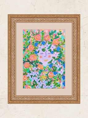 Floral Face Flower Wall Art Print Goddess Art Print Painting UNFRAMED 8X10